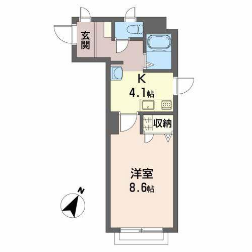 グランドブルーA棟(1K/2階)の間取り写真