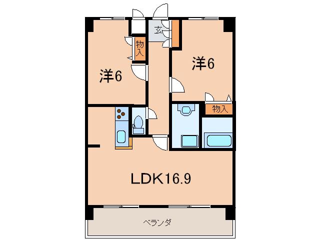 サンドゥカーレ(2LDK/4階)の間取り写真