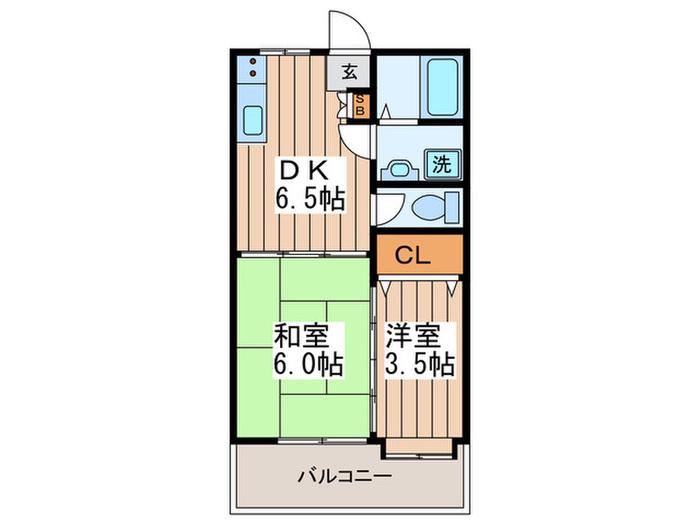 セレーソI(2DK/2階)の間取り写真