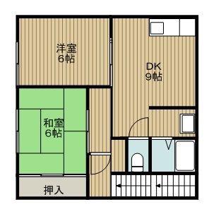 カサベージュ(2DK/2階)の間取り写真