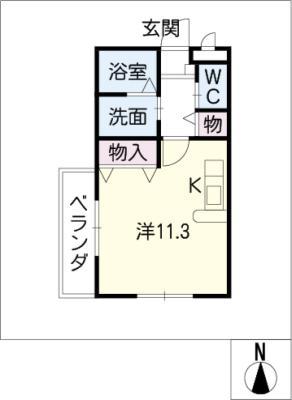 M&K浄水(ワンルーム/2階)の間取り写真