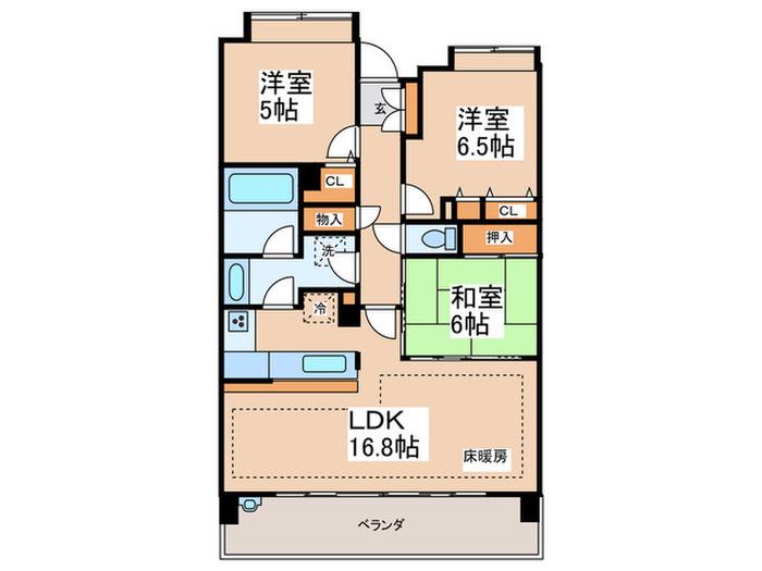 ライオンズ長津田マークスフォート(3LDK/6階)の間取り写真