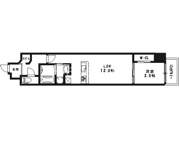 ラフォルム鎗屋町(1LDK/4階)の間取り写真