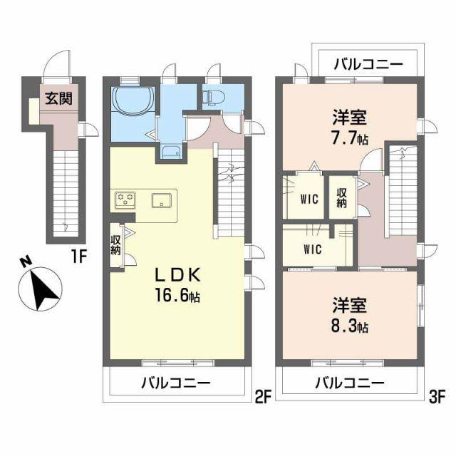 アルル西崎(2LDK/2階)の間取り写真