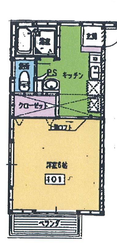 グリーンヒル近江(1K/1階)の間取り写真