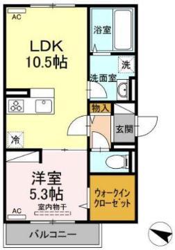 ルミエール クリハラG(1LDK/1階)の間取り写真