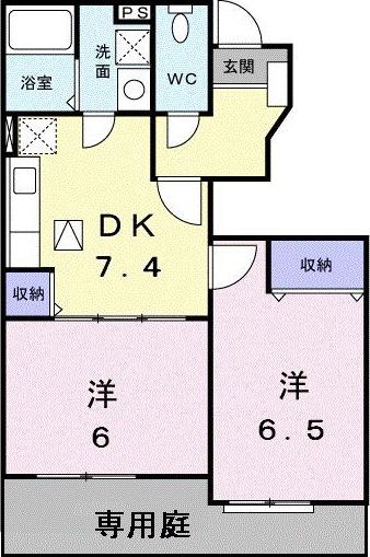 シャトール・セレナI(2DK/1階)の間取り写真