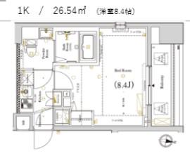 GALICIA中野弥生町(1K/4階)の間取り写真