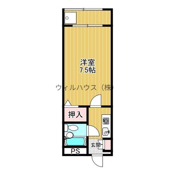 シティハイツ鳳西町(1K/4階)の間取り写真