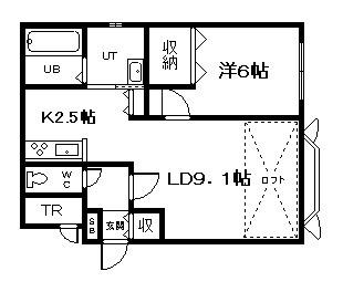 フロスティームーンA(1LDK/2階)の間取り写真