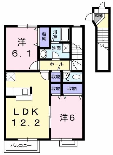 ガーデンヴィラA(2LDK/2階)の間取り写真