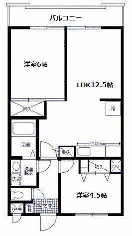 ヒルサイドフラッツ(2LDK/1階)の間取り写真