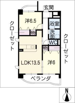 名鉄三河線 新川町駅(愛知) 徒歩13分 6階建 築17年(2LDK/3階)の間取り写真