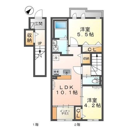 ファインハイム(2LDK/2階)の間取り写真