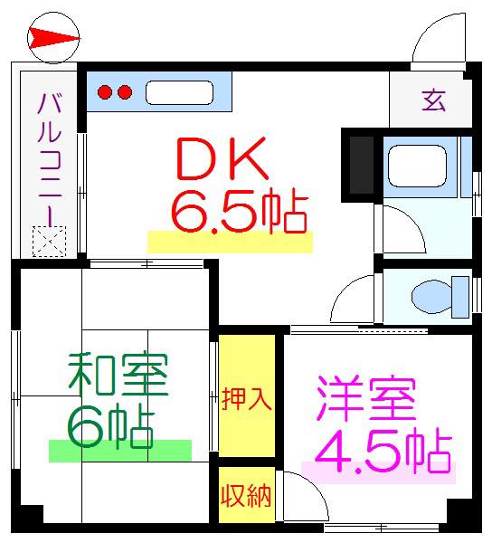 コーポマルナカ(2DK/2階)の間取り写真