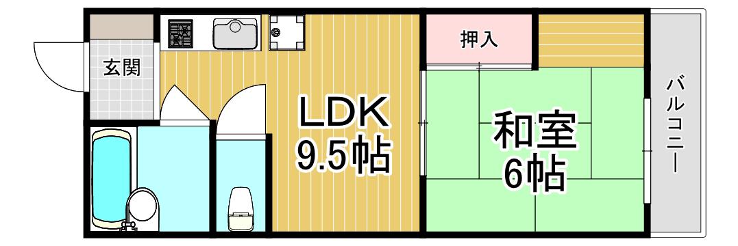 ヴィラ松島(1LDK/4階)の間取り写真