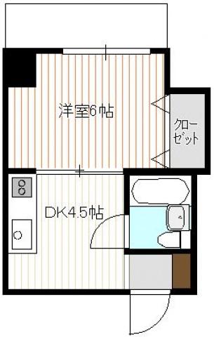 坪井ビル(1DK/5階)の間取り写真