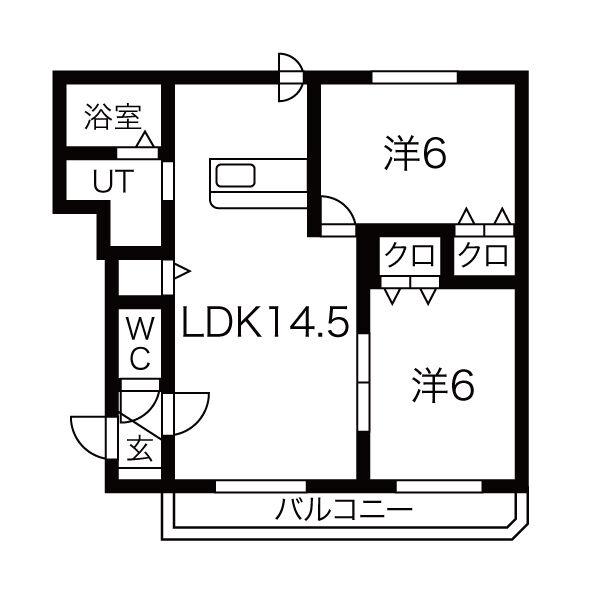 グランメール814(2LDK/2階)の間取り写真