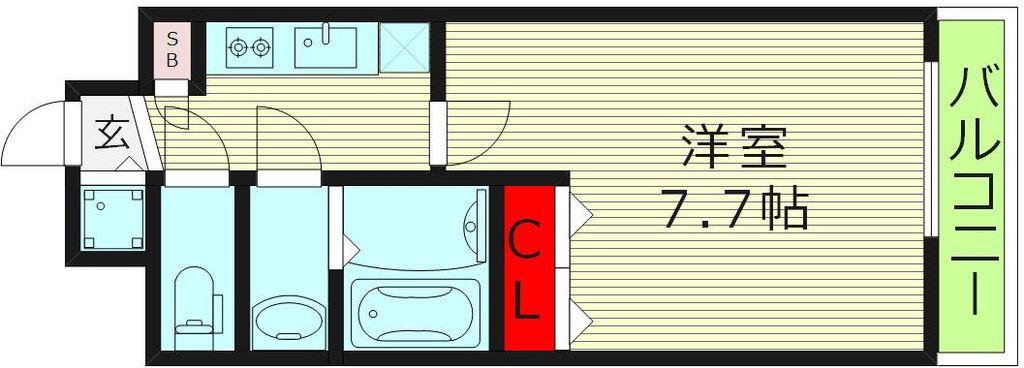 S-RESIDENCE緑橋駅前(1K/6階)の間取り写真