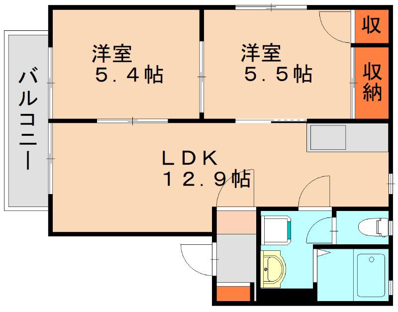 メゾン・ドマーニ A棟(2LDK/2階)の間取り写真