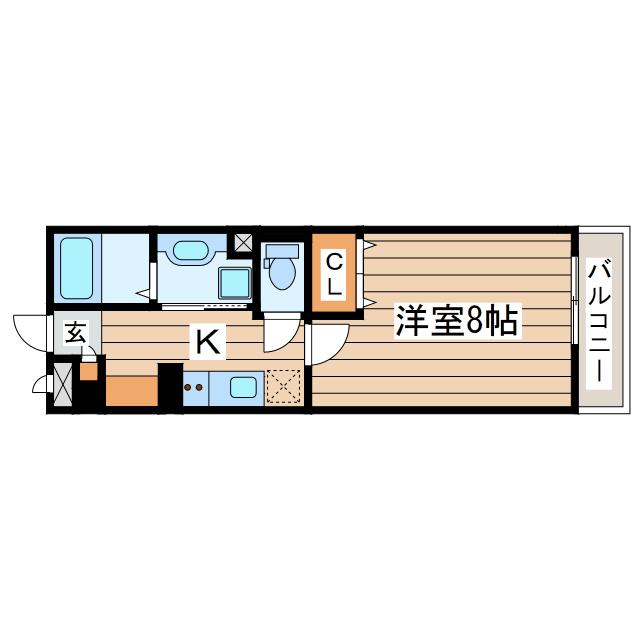 D-ROOMハピネス(1K/1階)の間取り写真