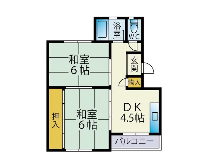 都府楼12棟(2DK/4階)の間取り写真