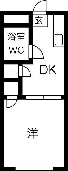 アパートメント住吉II(1DK/2階)の間取り写真