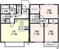 ローズコート南吹田(3LDK/1階)の間取り写真