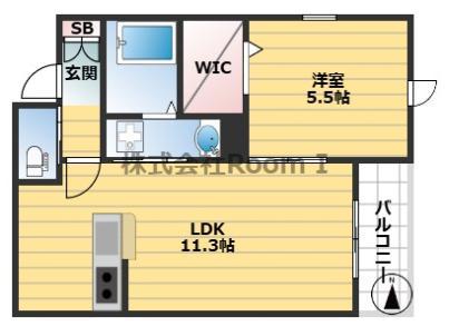 メゾンドルミエール(1LDK/2階)の間取り写真