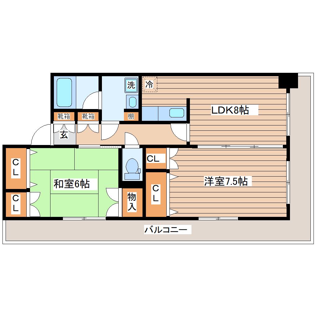長町南424ビル(2LDK/5階)の間取り写真