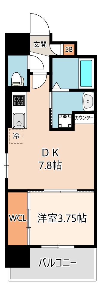 DIMORA難波(1LDK/9階)の間取り写真
