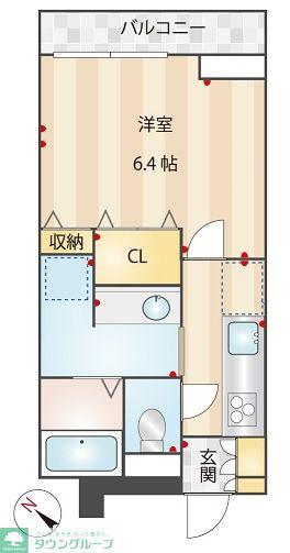 スカイプラザ富久町(1K/1階)の間取り写真