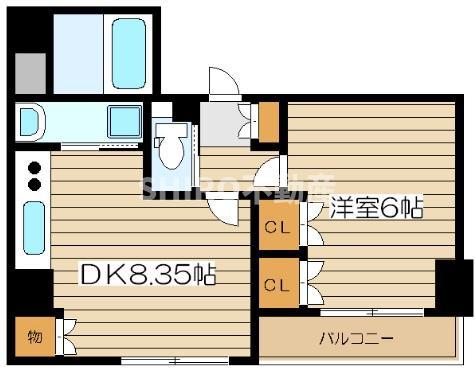 アフィット天満橋(1LDK/7階)の間取り写真