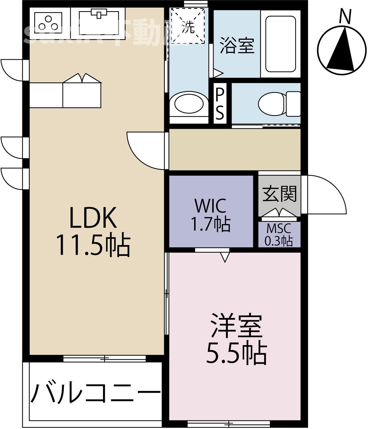 ライトビレッジ(1LDK/2階)の間取り写真