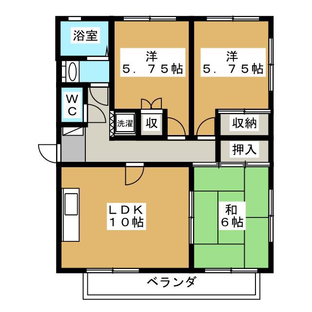 ハイツマルベリー(3LDK/2階)の間取り写真