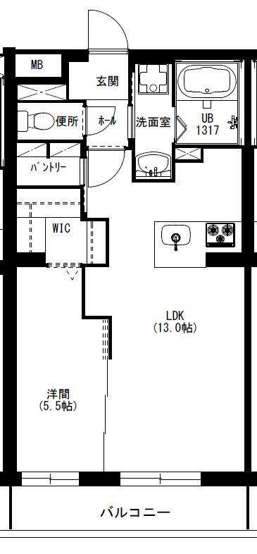 エクシード三方原III(1LDK/1階)の間取り写真