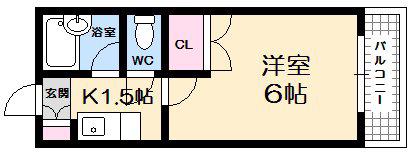アルヴェール庚午(1K/3階)の間取り写真