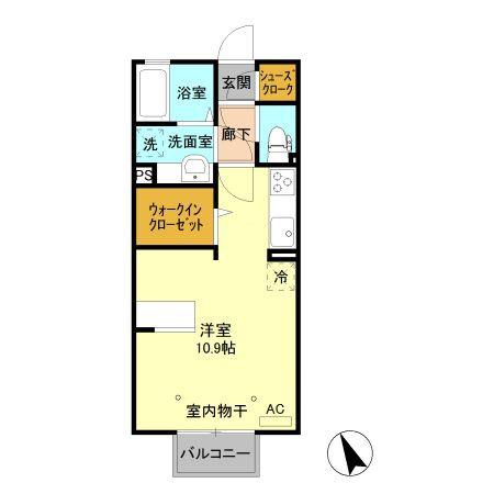 セントラル ヴィレッジ C(ワンルーム/2階)の間取り写真