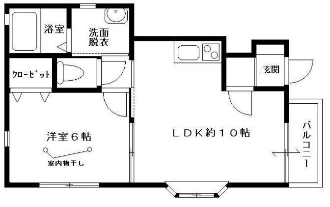深川Kハイツ(1LDK/1階)の間取り写真