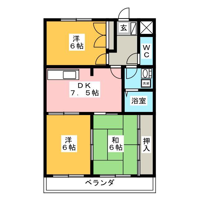 ノースランド1(3DK/3階)の間取り写真