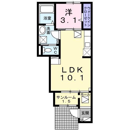 メルカート03(1LDK/1階)の間取り写真