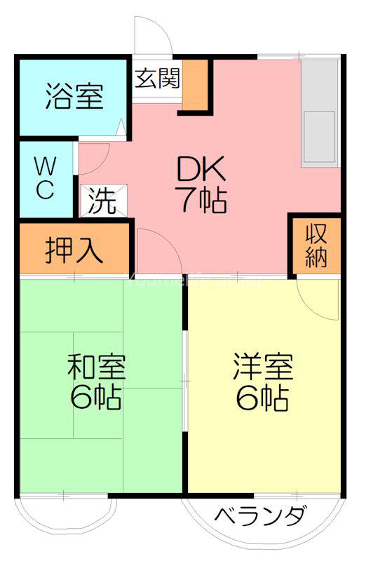 コーポ鍵和田A(2DK/1階)の間取り写真