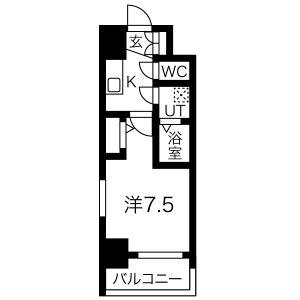 エスリード池下レスティア(1K/6階)の間取り写真