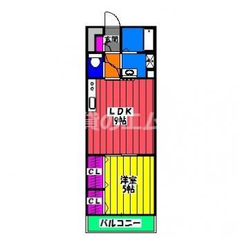 リブリアイリス諸岡(1LDK/2階)の間取り写真
