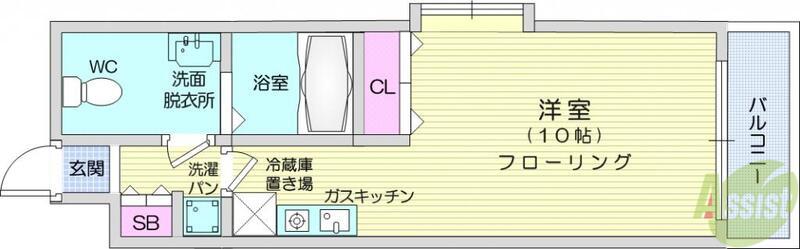SUM広瀬通(ワンルーム/10階)の間取り写真