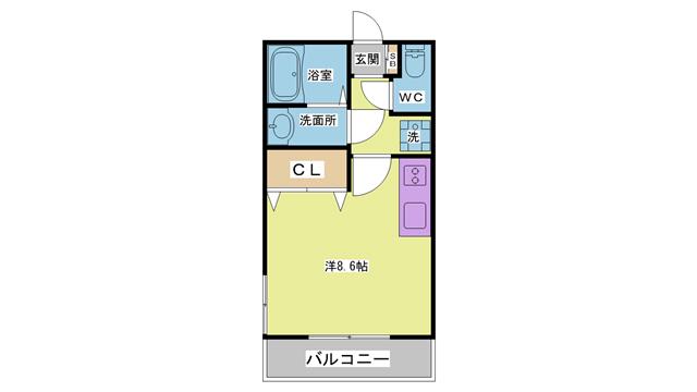 リノハイツ鈴蘭台駅前A棟(ワンルーム/1階)の間取り写真