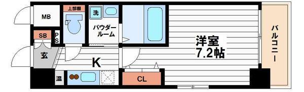 ウイングコート船場(1K/5階)の間取り写真