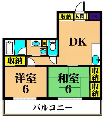メゾンエスト(2DK/3階)の間取り写真