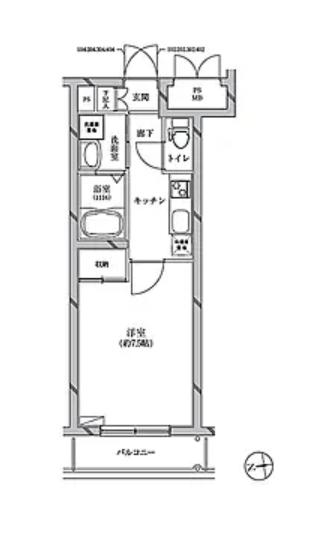 リクレイシア富士見台(1K/3階)の間取り写真