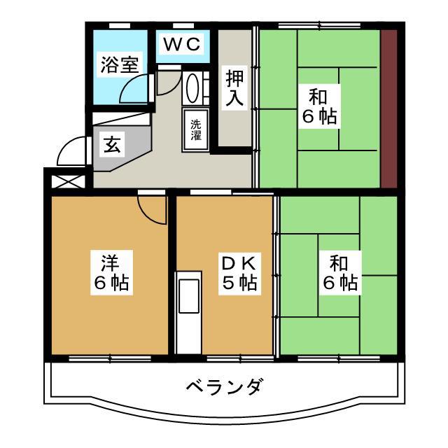 メゾンドハーティー(3DK/1階)の間取り写真